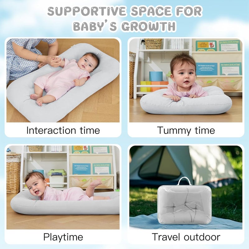 PGONEEE Baby Lounger for Newborn, Bionic Design Baby Lounger, Soft Organic Cotton Breathable Lounger for Infants 0-18 Months (Gray) - Image 2